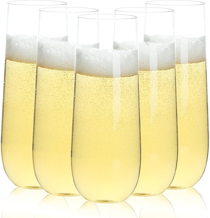 Bestluck 36 Pack 9 oz Clear Stemless Plastic Champagne Flutes | Clear by Bestluck