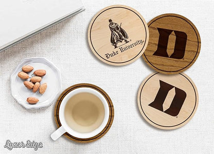 LazerEdge Duke Blue Devils Wooden Coaster Set - Maple Wood - Officially Licensed Product - 4-Pack