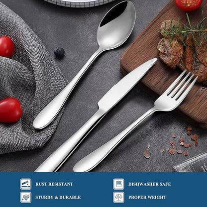 30-Piece Silverware Set, Wildone Stainless Steel Flatware Set Service - Image 4
