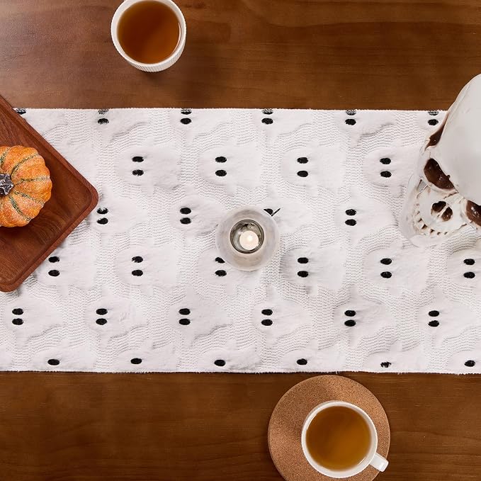 White Ghosts Halloween Table Runner Seasonal Autumn Kitchen Dining Table - Image 5