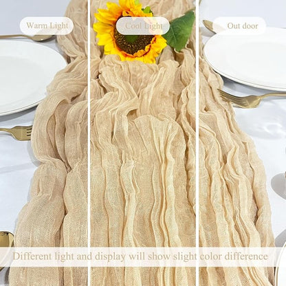 6Pack Beige Cheesecloth Table Runner 17x108 inch Beige Table Runner | Boho - Image 5