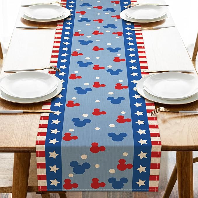 Seliem 4th of July Patriotic Table Runner, American USA Burlap Home Decoration by Seliem