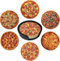 Pizza Coasters for Drinks with Holder Round Leather Coasters Set of 6 Cups Mugs Mat Pad for Home Kitchen Bar