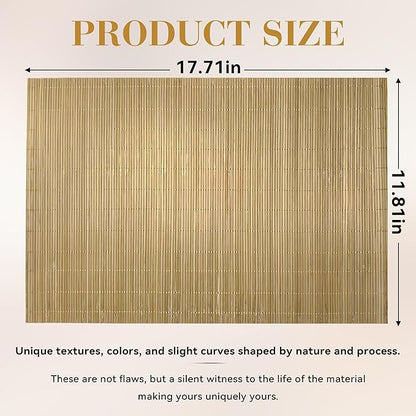8-Pack Bamboo Placemats,Woven Heat-Resistant Rectangular Table Mats,Natural Dining Place Mats, Rustic Japanese Style Wood Mats for Indoor Dining,Kitchen and Party Use, Coffee