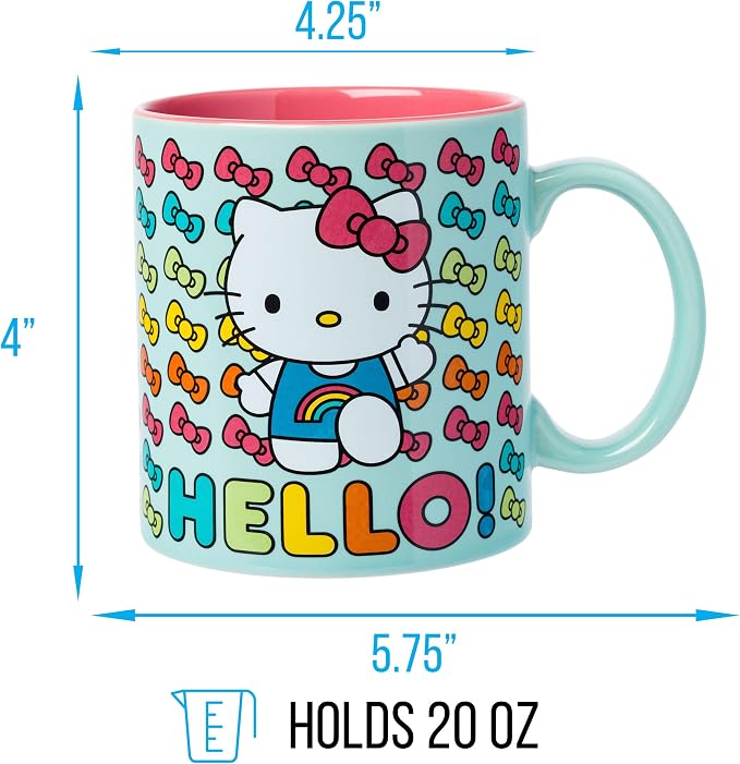 Silver Buffalo Sanrio Hello Kitty Rainbow Bows, Ceramic Mug, 20oz | 0.59 Liters - Image 2