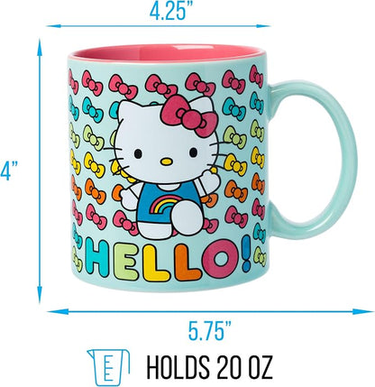 Silver Buffalo Sanrio Hello Kitty Rainbow Bows, Ceramic Mug, 20oz | 0.59 Liters - Image 2