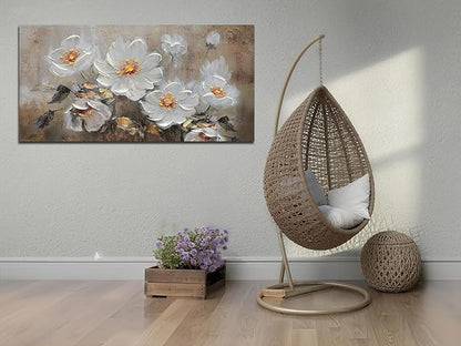 Anolyfi Vintage Flowers Canvas Wall Art Decor for Living Room, French Country Farmhouse Gallery Decorative Painting Large Artwork Picture for Hallway Bedroom Kitchen Office Home Decor 40"x20"