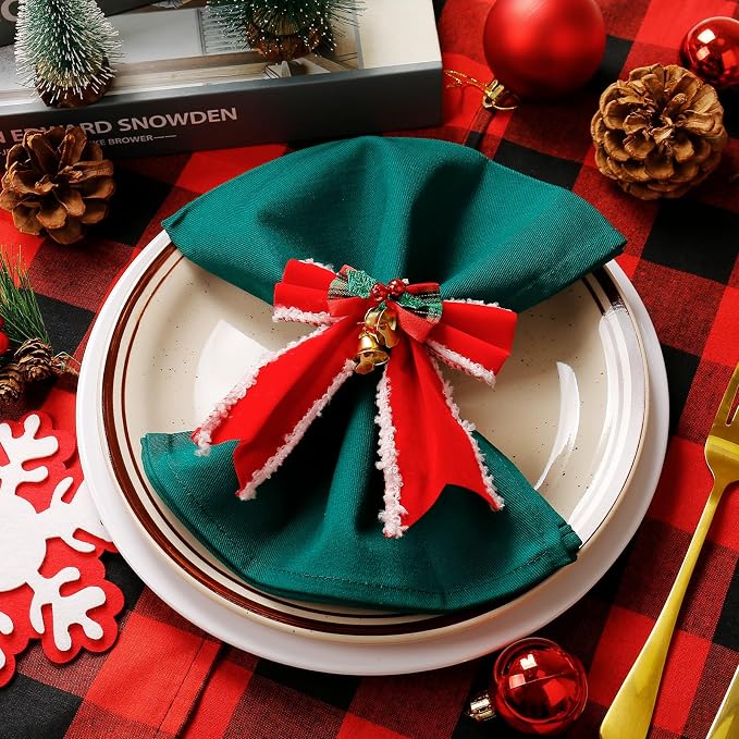 wonlex Christmas Napkin Rings Set of 6, Butterfly Handmade Napkin Ring Table - Image 4