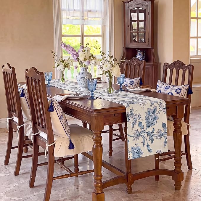 Blue Table Runner Cotton Polyester 12x144 Inch - Image 6