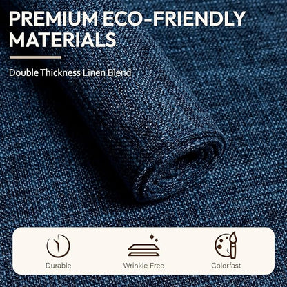 Blue Forest Placemats Set of 4, Dual-Layered Thickened Faux Linen Cloth Place Mats Heat Resistant Machine Washable Wrinkle Free Table Mats Indoor/Outdoor (Navy Blue)
