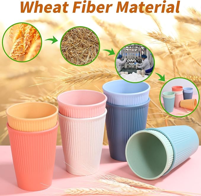 Wheat Straw Cups, Unbreakable Drinking Cup Dishwasher Safe Water Glasses - Image 5