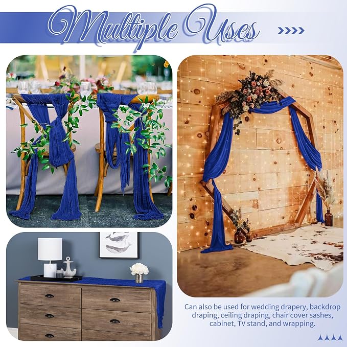 15 Pack Royal Blue Table Runners 17 x 108inch Cheesecloth Table Runner Boho - Image 5
