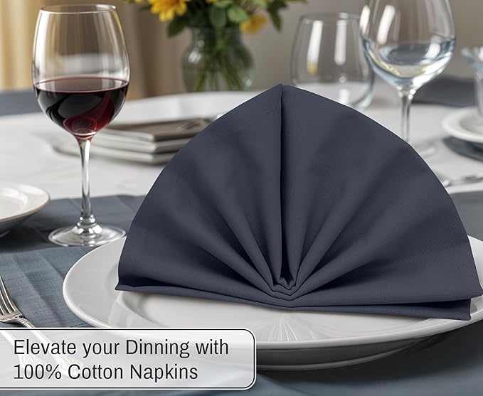 Ruvanti Cloth Napkins Set of 6, 18x18 Inches, 100% Cotton, Washable, Soft & Absorbent, Perfect for Wedding, Christmas, ‎Thanksgiving Dinners - Ombre Blue