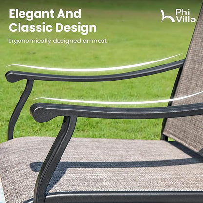 PHI VILLA Swivel Outdoor Chair Set of 4,Patio Swivel Rocking Chairs with Textilene Fabric and Metal Frame for All Weather,Outdoor Dining Chairs for Garden