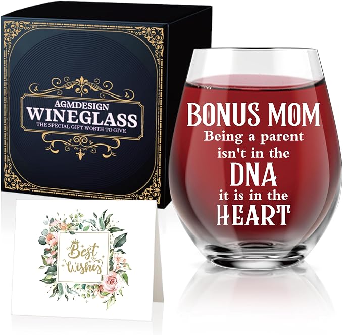AGMDESIGN Bonus Mom Being Funny Wine Glass, Mother Wine Glass, Thanksgiving by Unknown