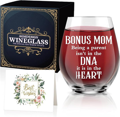 AGMDESIGN Bonus Mom Being Funny Wine Glass, Mother Wine Glass, Thanksgiving by Unknown