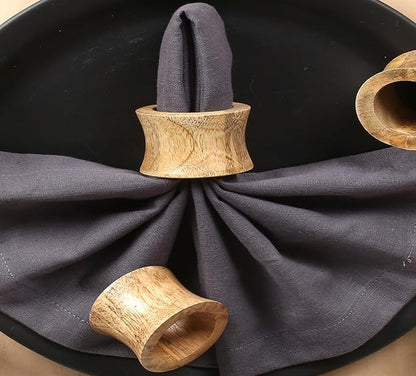 ALPHA Living HOME Rustic Wooden Napkin Rings Set of 12 - Handmade Natural Wood Napkin Holders for Table Decor, Farmhouse Dining, Weddings, Holidays, Parties, Everyday Use, Elegant (Brown