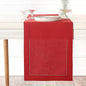 D'Moksha Homes Linen Bright Red Table Runner 90 Inches Long - Classic Hemstitch 100% Pure Linen Dining Table Runner 14 x 90 Inch for Valentines, Spring, Easter