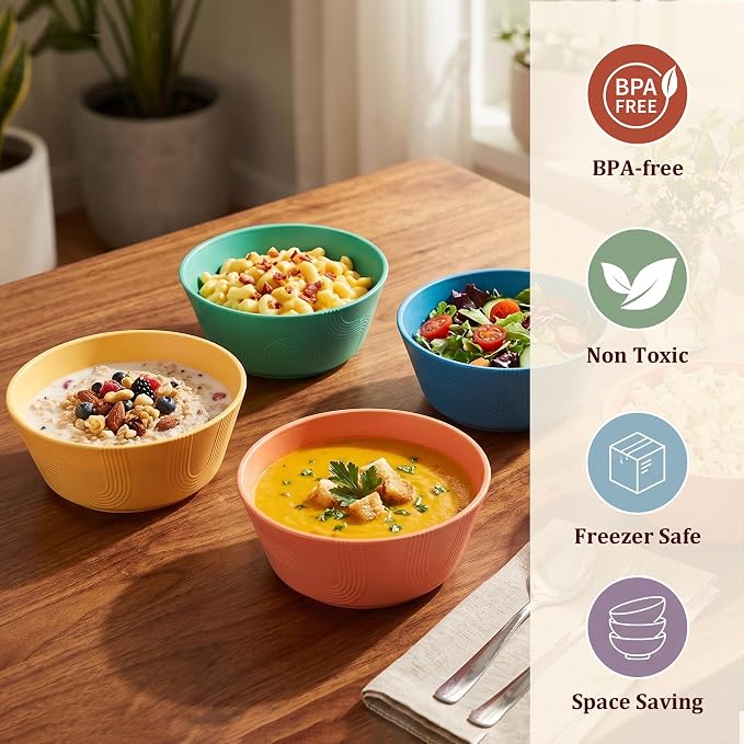 PYRMONT Large Cereal Bowls 36 OZ Wheat Straw Bowls Set of 8 Alternative Plastic - Image 5