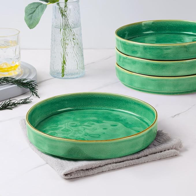 E-far Pasta Bowls Set of 4, 30oz Shallow Salad Bowls - Image 4