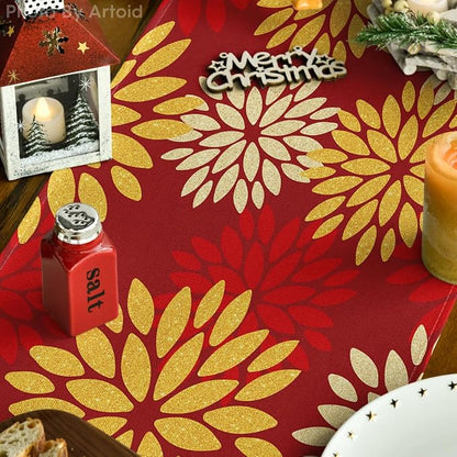 Artoid Mode Red Orange Dahlia Floral 2025 New Year Table Runner, Spring - Image 3