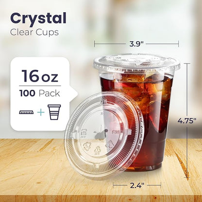 Fit Meal Prep 100 Pack 16 oz Clear Plastic Cups - Image 2