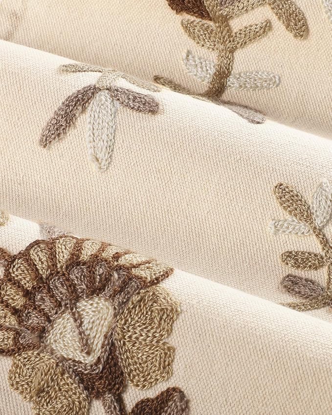 Embroidered Canvas 13"x 72" Narrow Table Runner, Dried Flower | Exquisite - Image 3