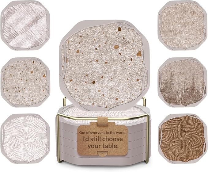 UMIRRO Absorbent Felt & Silicone Coasters Set of 6 by Umirro