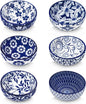 vancasso SELENE Ceramic 2.7 Oz Mini Dipping Bowls Set of 6, 3 Inch Small Dip Bowls for Sauce, Soy Sauce, Sushi, Condiments & Side Dishes, Microwave & Dishwasher Safe, Vintage Blue