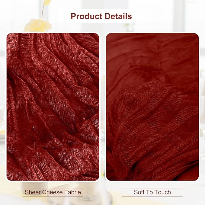 12 Pack Terracotta Christmas Cheesecloth Table Runner 35x120 Inch 10Ft Rustic - Image 2