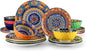 vancasso 18 Pieces Plates and Bowls Set, Bohemian Style Dinnerware Sets Service by vancasso