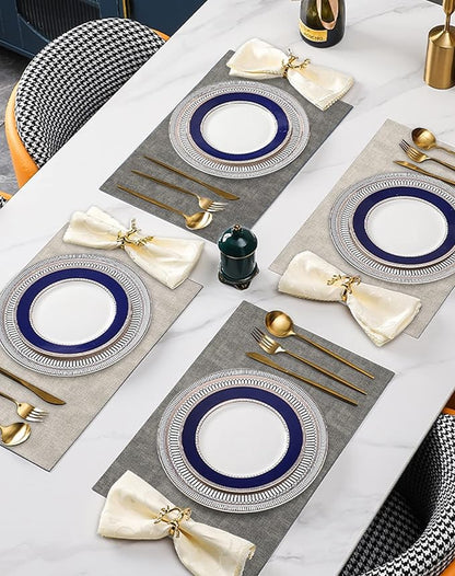 SUEH DESIGN Leather Placemats Set of 6 Reversible Table Mats Heat Resistant Waterproof No-Slip Place Mats for Dining Table Kitchen Parties