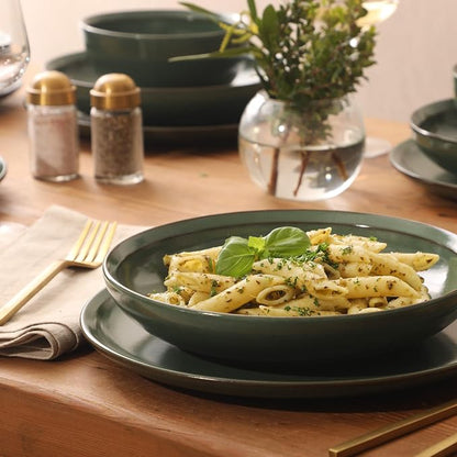Gibson Elite Beckett Stoneware Matte Reactive Glaze 16 Piece Plates and Bowls - Image 5