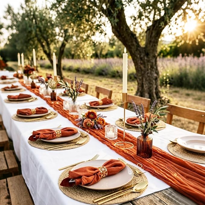 Orange Cheesecloth Table Runner 10FT Gauze Table Runner Cheesecloth Fabric - Image 3