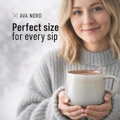 Ava Nord Large Stoneware Ceramic Coffee Mugs Set of 2 | 20 oz | Sage Ash | - Image 4