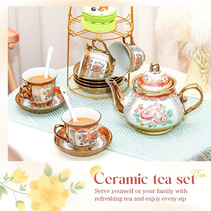 20 Pcs Porcelain Tea Set for Adults - Image 5