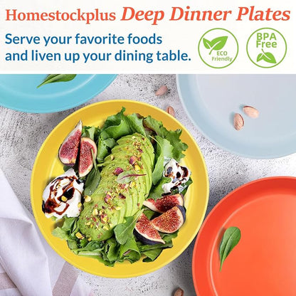 10 Inch Large Plastic Dinner Plates Set of 8 Wheat Straw Plates - Image 2