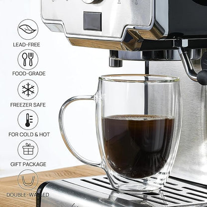 Double Wall Glass Coffee Mugs, Glass Coffee Mugs - Image 2