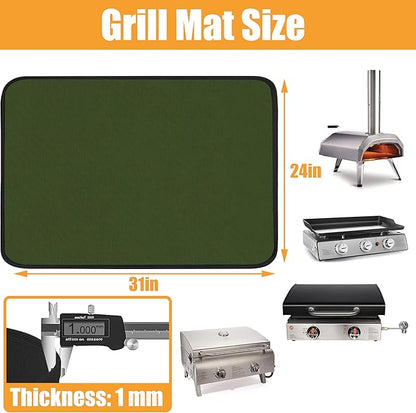 Green 24x31 Inchs Heat Resistant Mat for Outdoor Grill Table,Fireproof Under Blackstone Griddle BBQ Mat,Air Fryer Mat,Indoor Fireplace Mat, Protect Your Table and Outdoor Grill Table（0.04in Thickness）