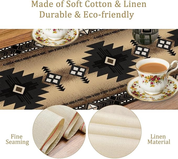 Aztec Southwest Table Runner, Ethnic Style Design Geometric Table Runners Table - Image 5