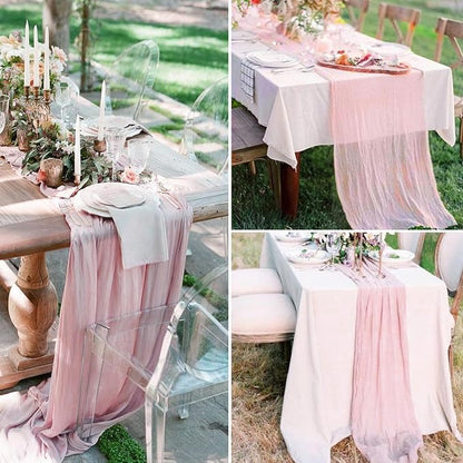 12 Pack Pink Cheesecloth Table Runner 35 x 120 Inch | Boho Gauze Fabric - Image 7