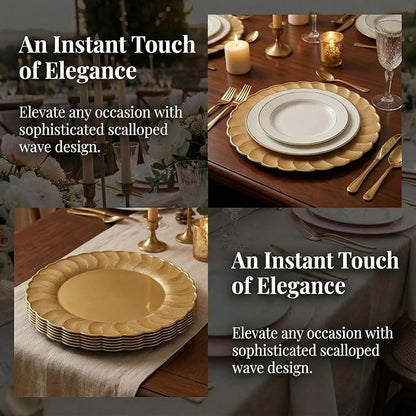 13 Inch Gold Scalloped Charger Plates - Image 9