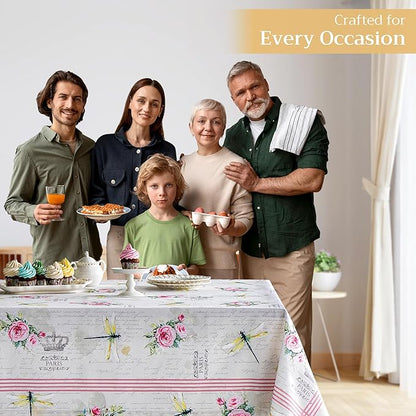 Maison d' Hermine Table Cloth Square Table 100% Cotton 54 x 54 Inches Tablecloth Reusable Decorative for Dining Room Farmhouse Home Valentines Day Decorations Spring Summer - Champ De Mars