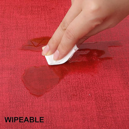 homing Faux Leather Heat Resistant Placemats 6 Packs, Waterproof Wipeable Dining PU Place Mats for Indoor & Outdoor, Easy to Clean, Red