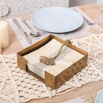 NIKKY HOME Farmhouse Napkin Holder, Rustic Tissue Dispenser, Flat Paper Hand Towel Caddy, Vintage Cooktail Napkin Tray Decor for Kitchen, Countertop, Dining Table, Restaurant, Outdoor - Bronze