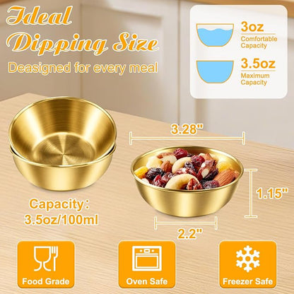 LIEMAND Stainless Steel Small Dipping Bowls, Round Small Bowls, - Image 2