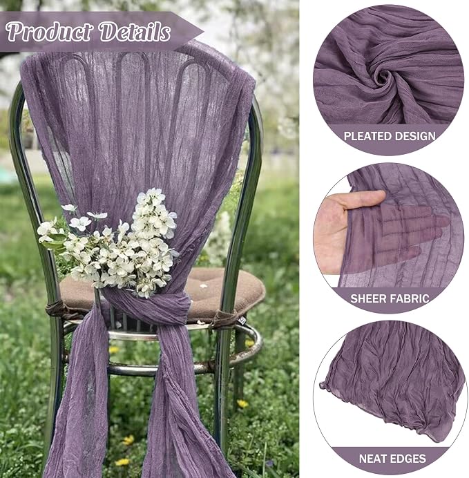 Grape 10FT Cheesecloth Table Runner Boho Gauze Fabric Table Runner Rustic Sheer - Image 2