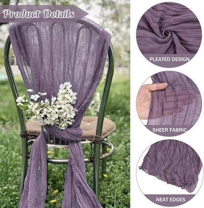 6 Pieces Grape 10FT Cheesecloth Table Runner Boho Gauze Fabric Table Runner - Image 2