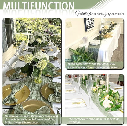8 Pack Sage Green Cheesecloth Table Runner 17x108 inch Boho Gauze Cheese Cloth - Image 8