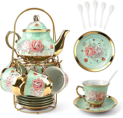 20 Pcs Porcelain Tea Set, European Ceramic Adult Tea Service Set by Unknown